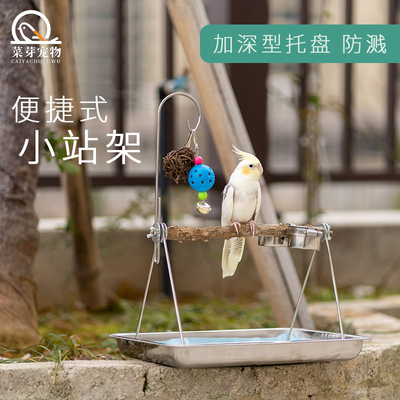 鹦鹉站架桌面花椒木不锈钢手养鸟互动鹦鹉架子站架玄凤虎皮牡丹