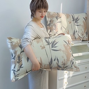 全棉加厚成人家用按扣48x74cm枕头套吸汗透气 纯棉纱布2025新款