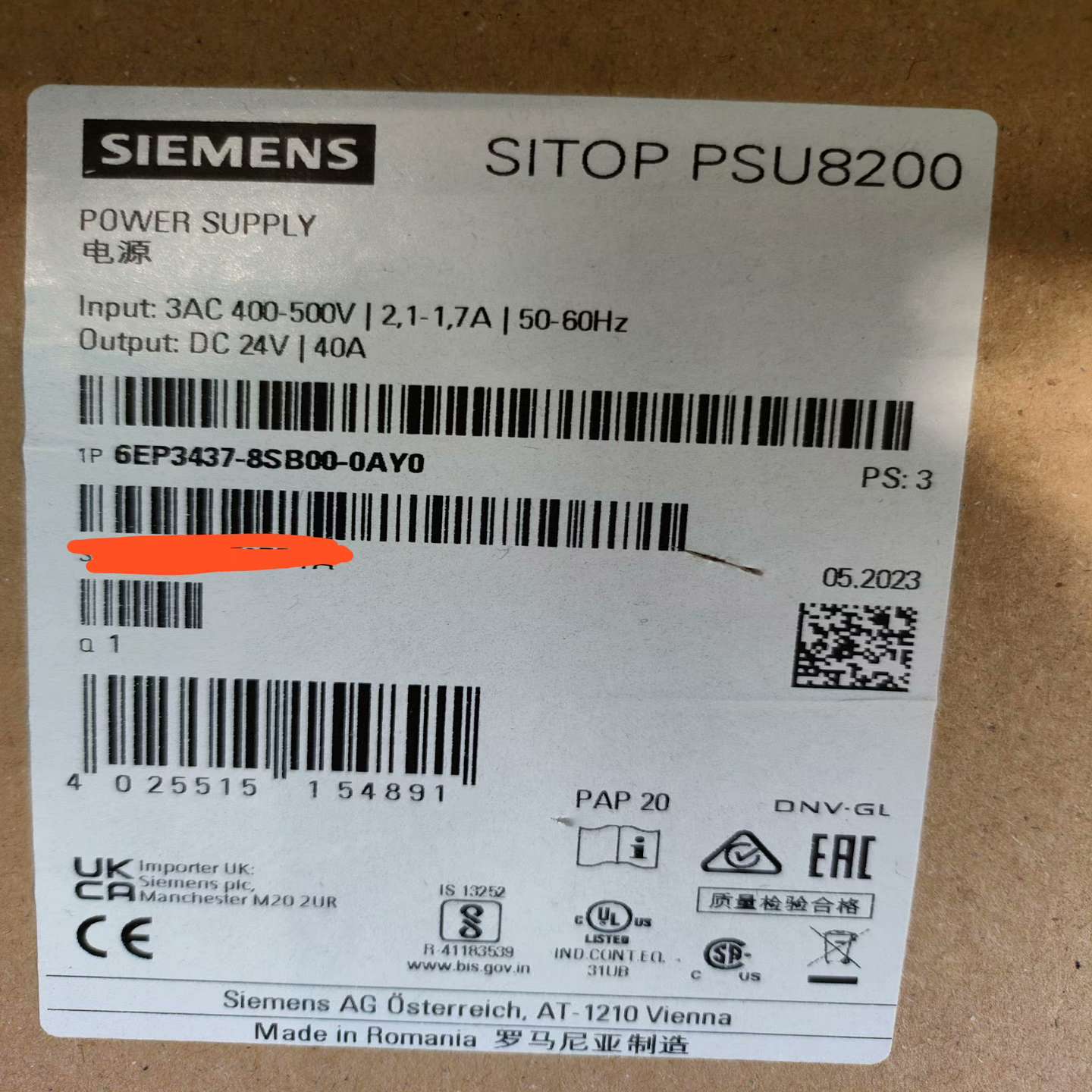 询价~3437-8SB00-0AY0未拆封40A电源6E