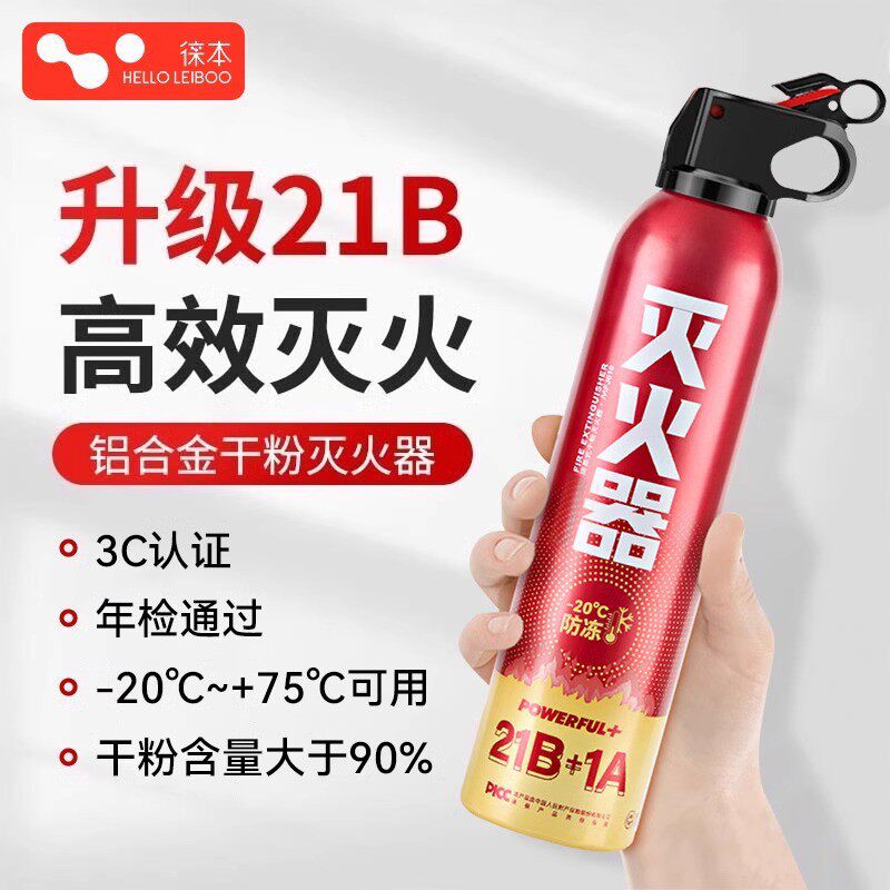 徕本21B干粉车用灭火器新国年检车载家用便携式小型消防器材