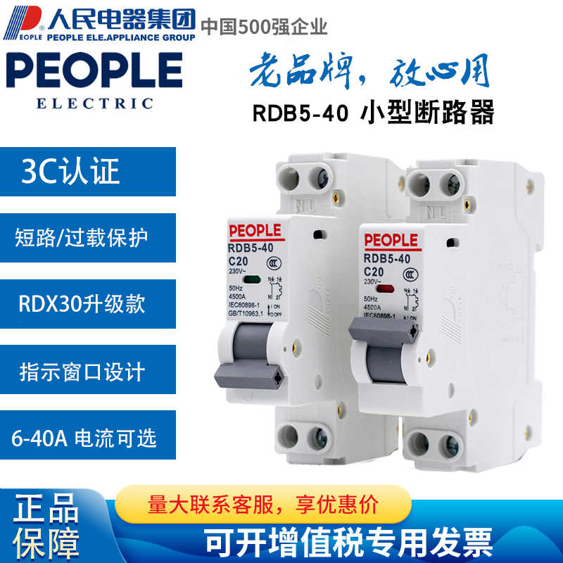人民电器小型断路器RDB5-40单片双进双出RDX30-32升级款DPN-32
