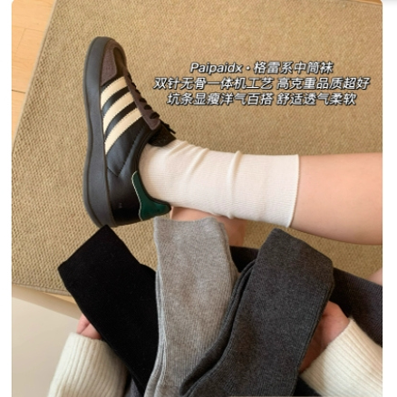 精梳棉韩系袜子女款2025新款爆款纯棉中筒袜夏季薄款无骨堆堆袜女