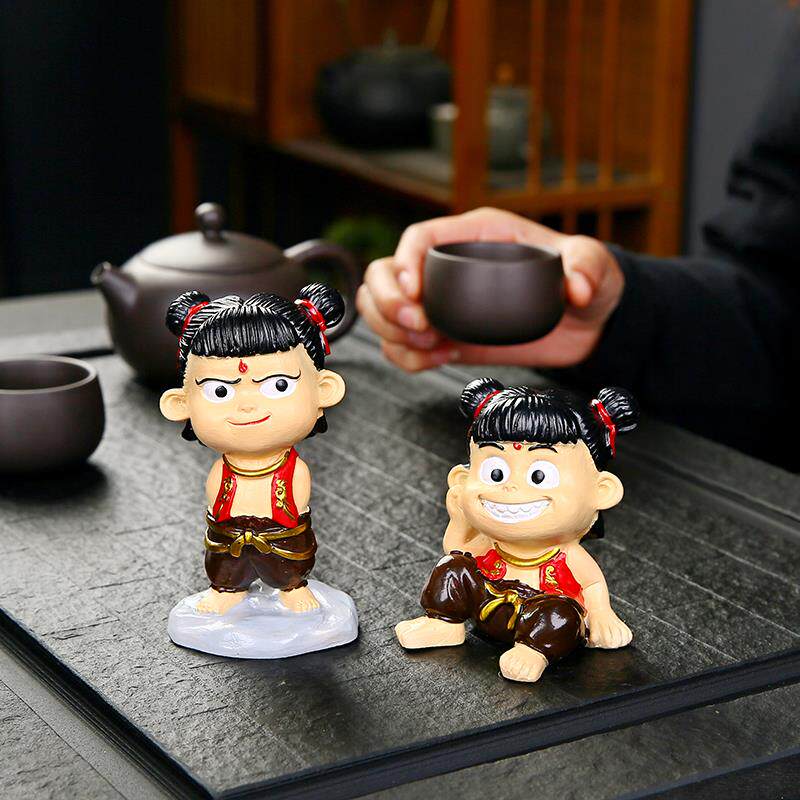 创意哪吒茶宠可养变色精茶玩茶桌茶盘茶台摆设装饰摆件茶具