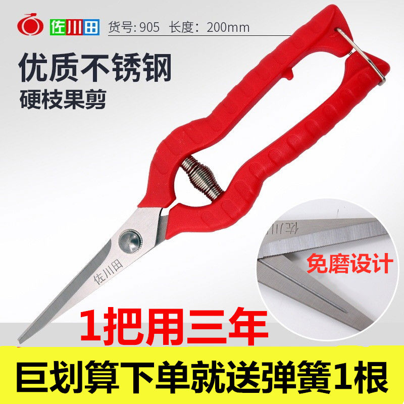 佐川田905不锈钢疏花尖剪子红梅子葡萄剪强力西红柿水果林轻型
