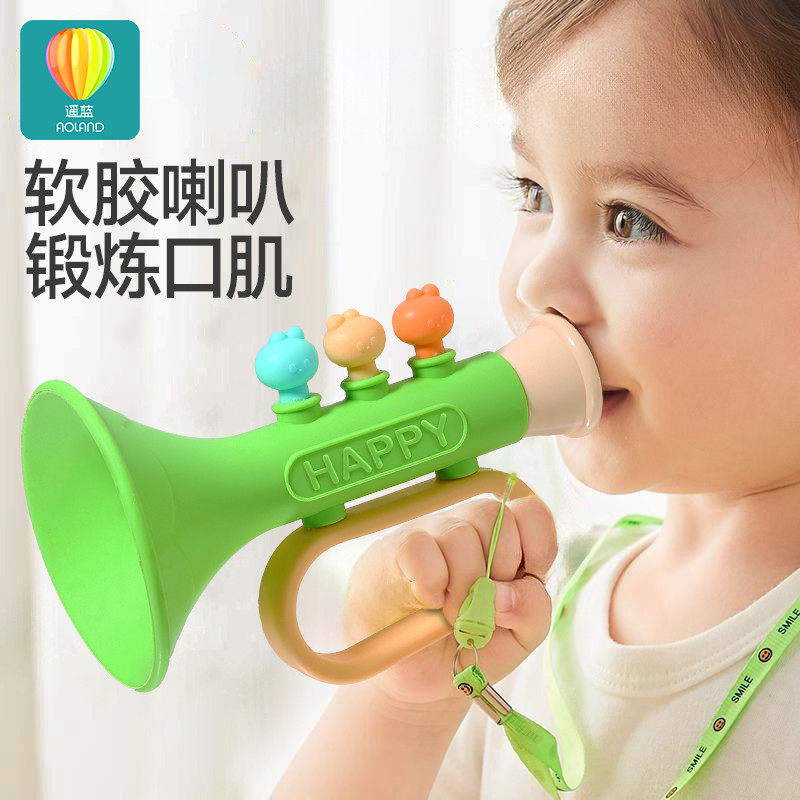 小喇叭儿童玩具婴儿宝宝吹吹乐吹响乐器口琴可吹硅胶毒口哨笛子