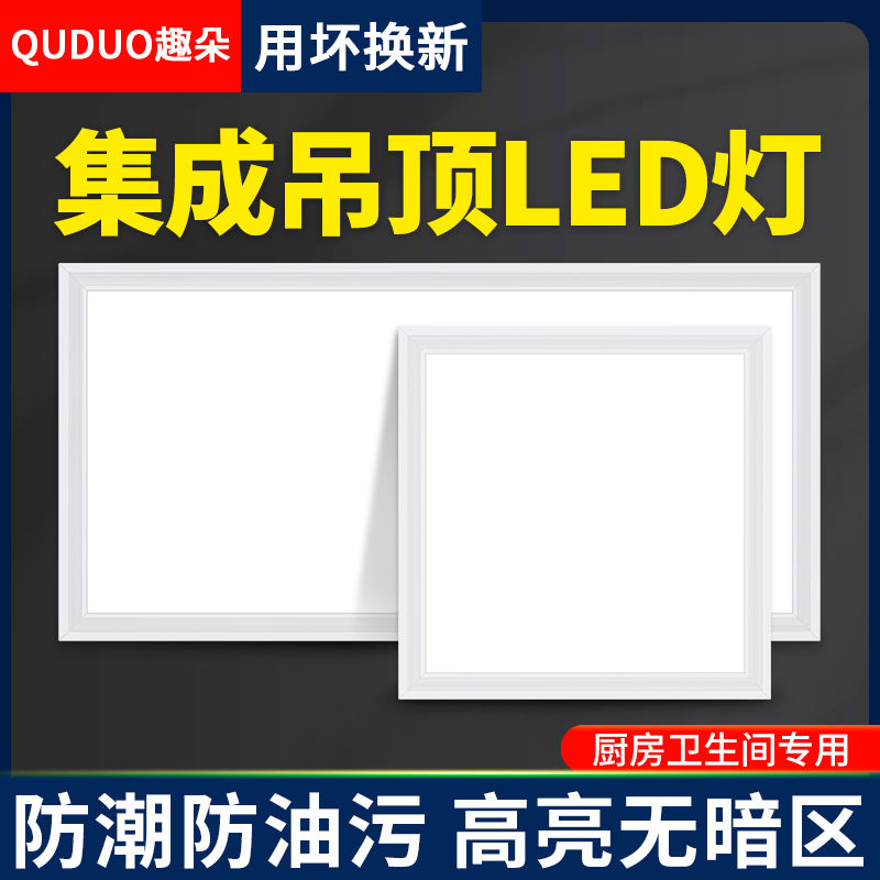 集成吊顶led灯300x300x600铝扣板厨房卫生间灯嵌入式30x60平