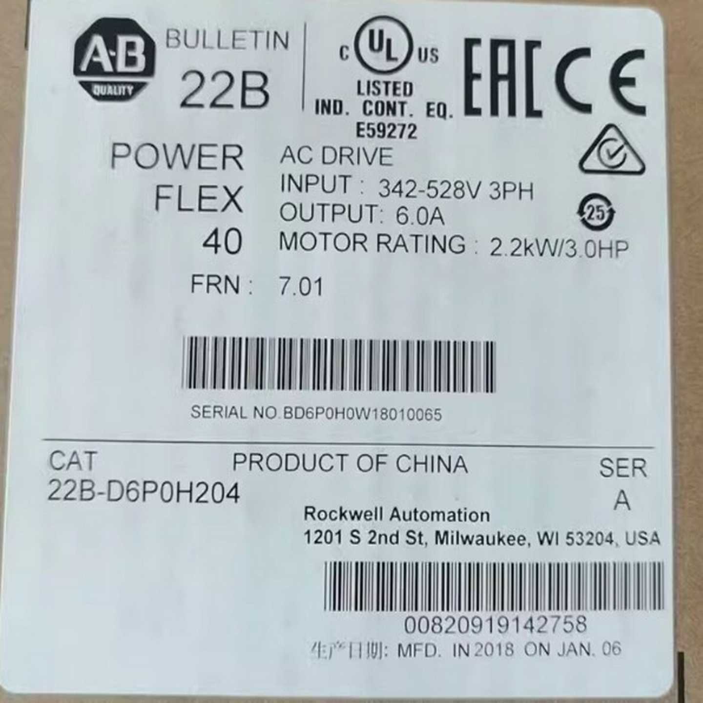 AB变频器22B-D6P0H204询价