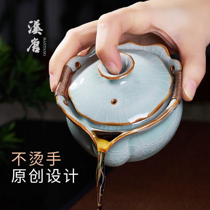 汉唐不烫手泡茶盖碗茶杯单个高档茶碗景德镇手抓壶陶瓷功夫茶
