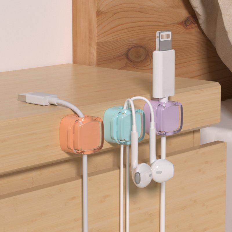 床头柜磁吸理线器数据线固定器桌面手机充电线收纳夹挂钩整理