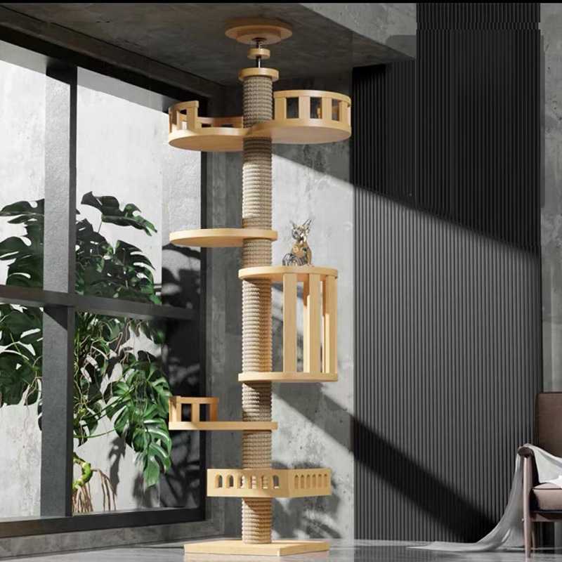 通天柱猫爬架猫玩具猫抓板工厂批发实木加粗牢固顶天立地猫抓柱