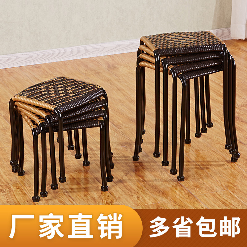 藤编凳子编织椅子塑料矮凳小板凳换鞋凳家用儿童方凳创意成人