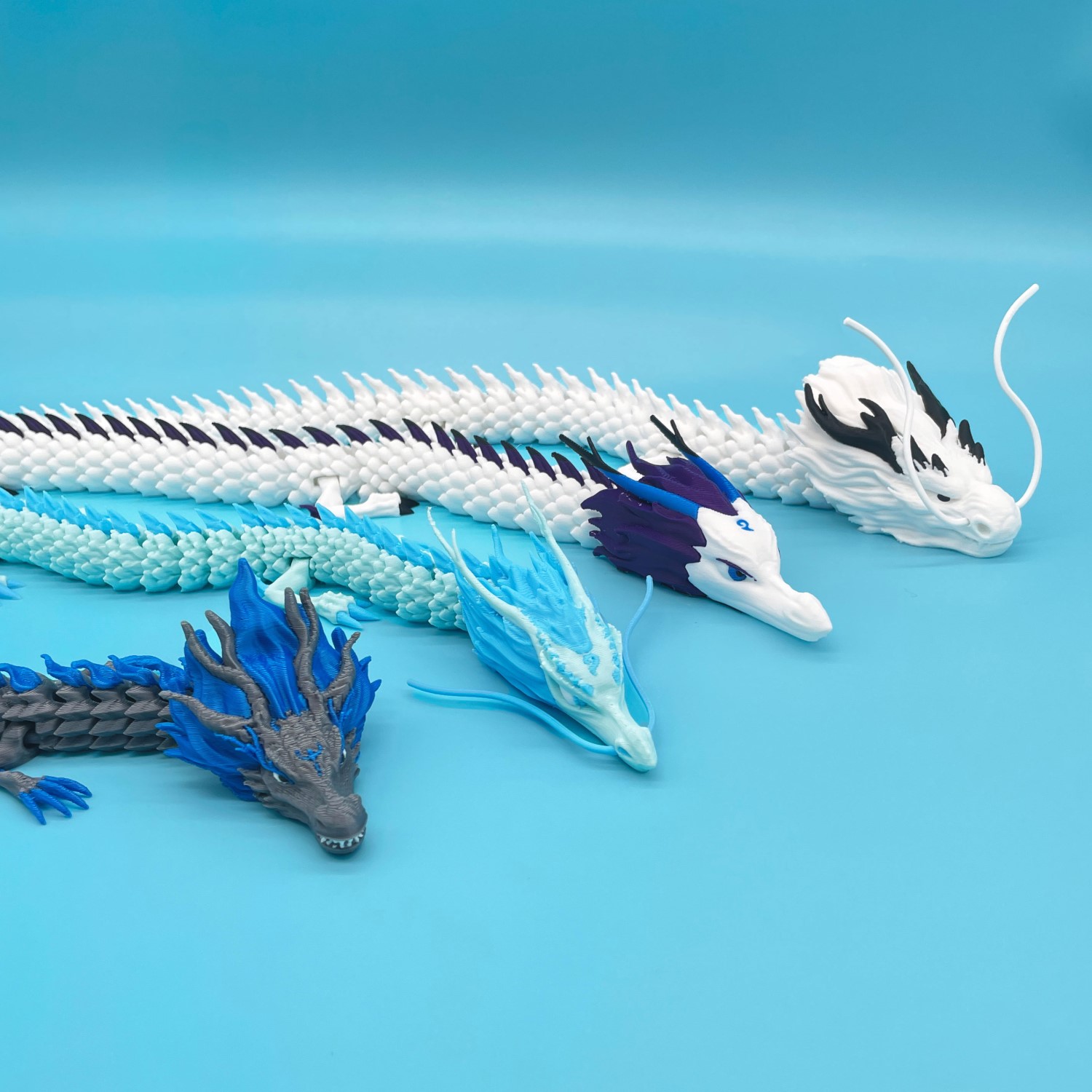 3D打印敖丙敖闰润光顺钦魔童闹海四款龙型可动模型白蓝紫配色夜光
