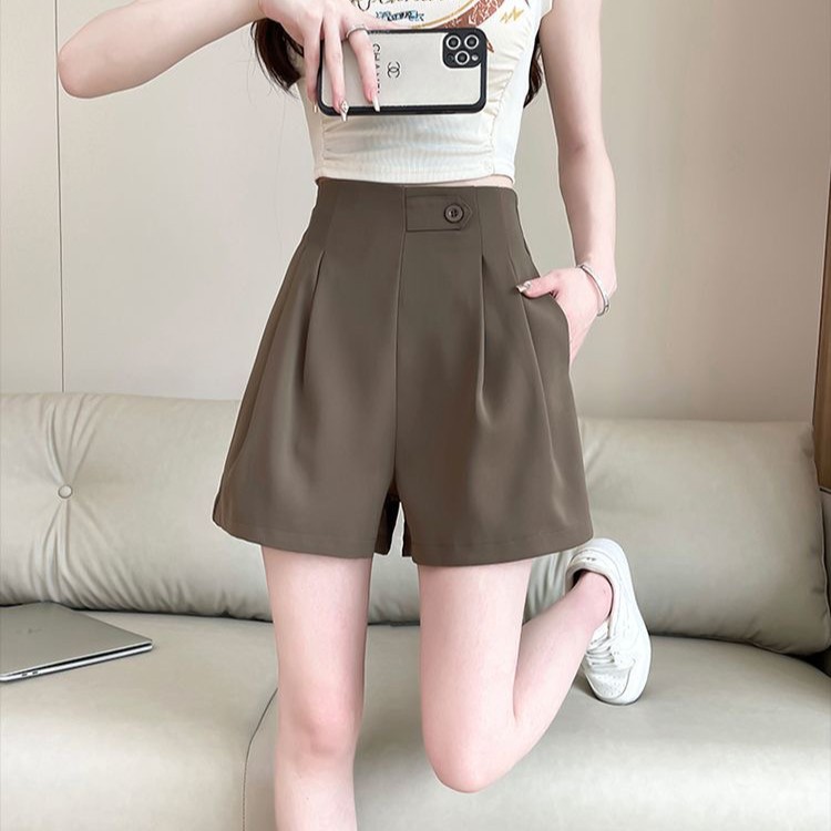 西装短裤女高腰夏季薄款2025新款冰丝阔腿裤夏款宽松a字版短裤