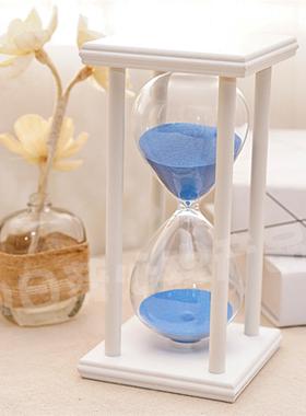 心理咨询室沙漏45/60分钟沙漏计时器 木质玻璃家居装饰摆件