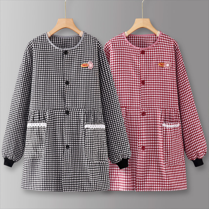 围裙厨房家用长袖纯棉洋气做饭罩衣女新款用餐饮专用工作服时尚