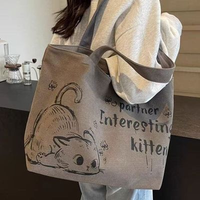 帆布袋大容量男生加厚初中高中手提包手拎袋子学生拎书袋