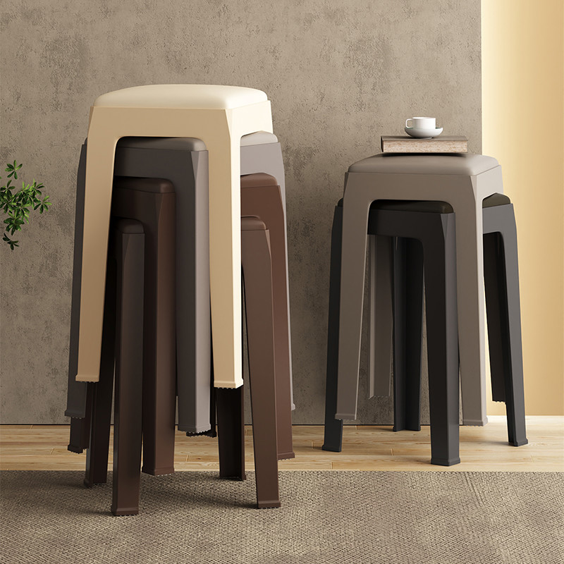 塑料凳子加厚家用特厚现代简约可叠放摞叠久坐舒服椅子高方凳板凳