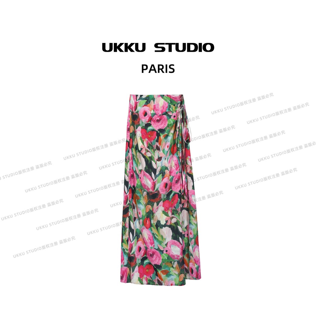【UKKU STUDIO】輕奢設計師寬松印花性感半身裙313909