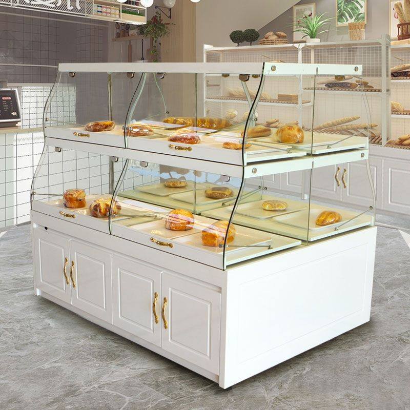 定制蛋糕面包柜面包展示柜中岛柜台玻璃边柜模型柜白色商用展示架