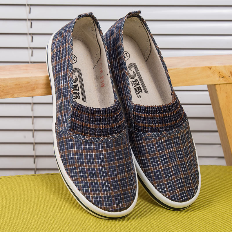老北京布鞋女款妈妈鞋轻便透气单鞋中老年奶奶一脚蹬格子平底鞋子,女鞋,传统布鞋,淘宝优惠券,粉丝福利购,淘宝优惠卷