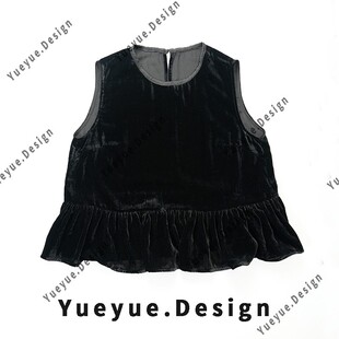 洋气时髦减龄荷叶摆丝绒上衣Y459 新款 悦悦专属