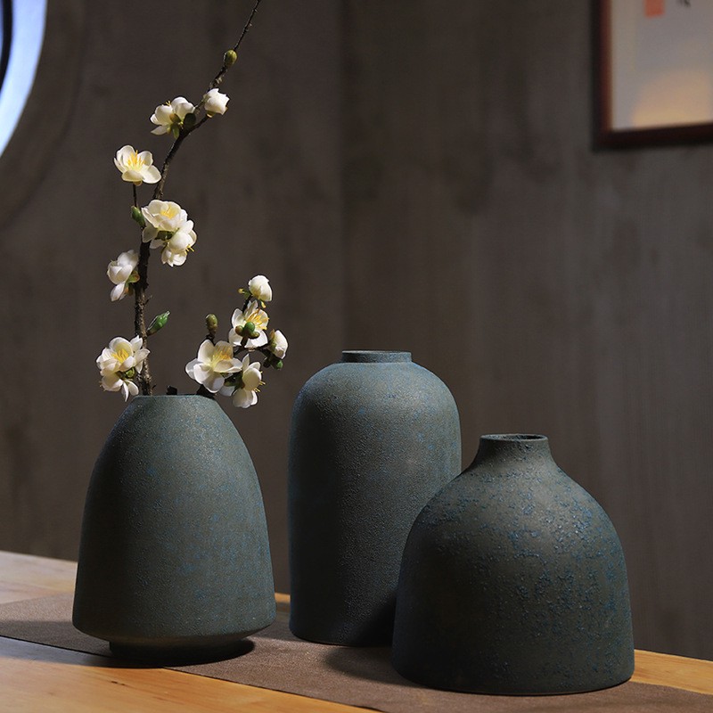 做旧粗陶花瓶干花客厅插花艺新中式禅意陶瓷家居装饰陶罐餐桌摆件