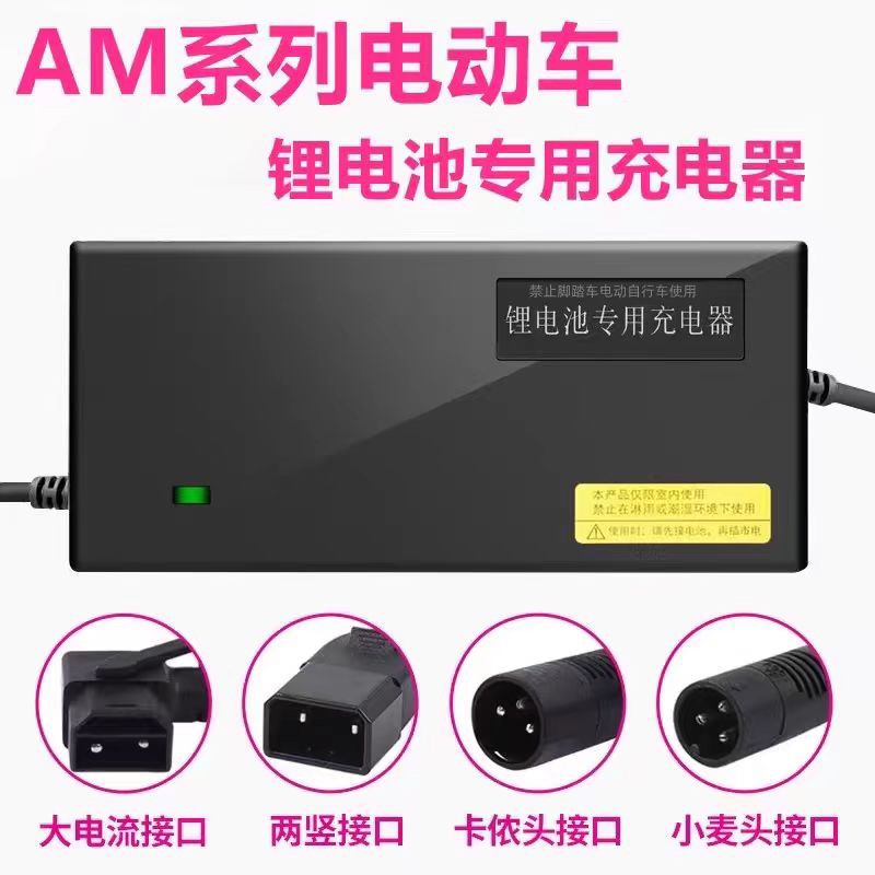 爱玛电动车专用锂电池充电器48V2A卡农头小麦头两竖头大电流专用