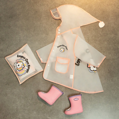 儿童雨衣女童幼儿园雨上学衣斗篷式宝宝2雨披男童防雨服雨鞋