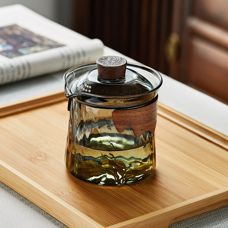 防烫玻璃盖碗三才茶碗茶杯套装个人专用茶具绿茶泡茶器过滤手
