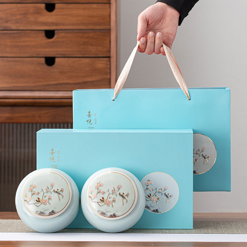 茶叶包装盒茶叶罐礼盒空盒春茶陶瓷密封罐定制防潮储存装便携
