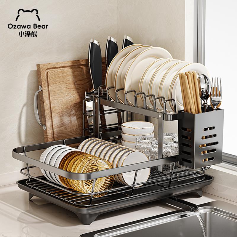 碗碟收纳架304不锈钢厨房置物架新款碗筷碗盘子水槽上碗架沥