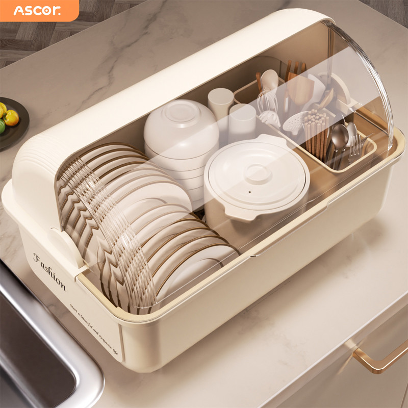 碗筷收纳箱厨房家用带盖沥水放碗碟碗盘餐具台面收纳盒碗柜置