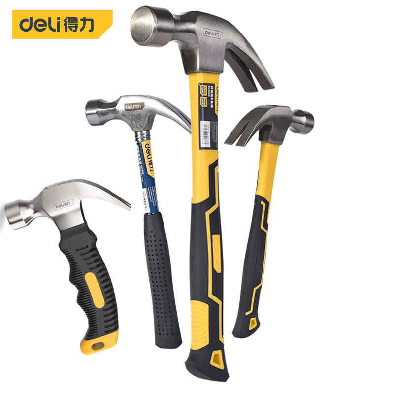 得力羊角锤家用多功能铁锤木柄榔头木工锤子钉锤短柄迷你小号