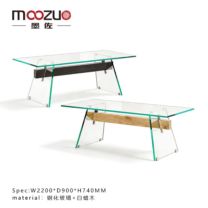 意式极简钢化玻璃餐桌设计师卧室家用实木长方形书桌老板办公桌,住宅家具,桌子,淘宝优惠券,粉丝福利购,淘宝优惠卷
