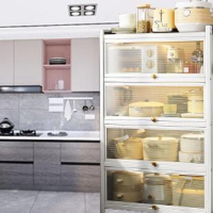 厨房夹缝收纳柜窄落地多层带门冰箱置物架储物柜置物柜放锅具柜子