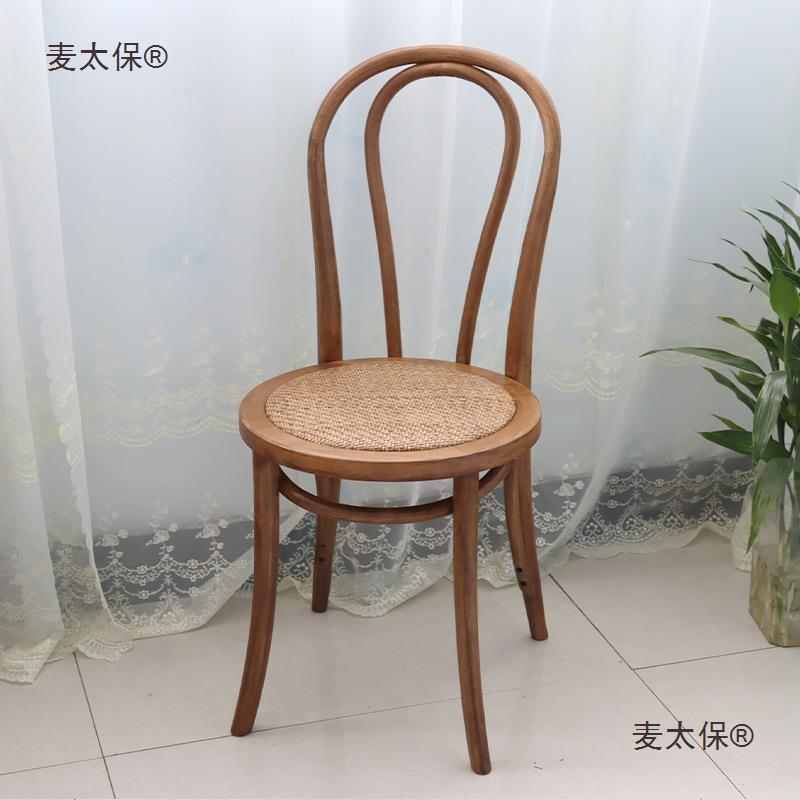 艺术椅北欧户外法式复古设计餐椅索奈特藤椅实木婚礼椅原木麦太保