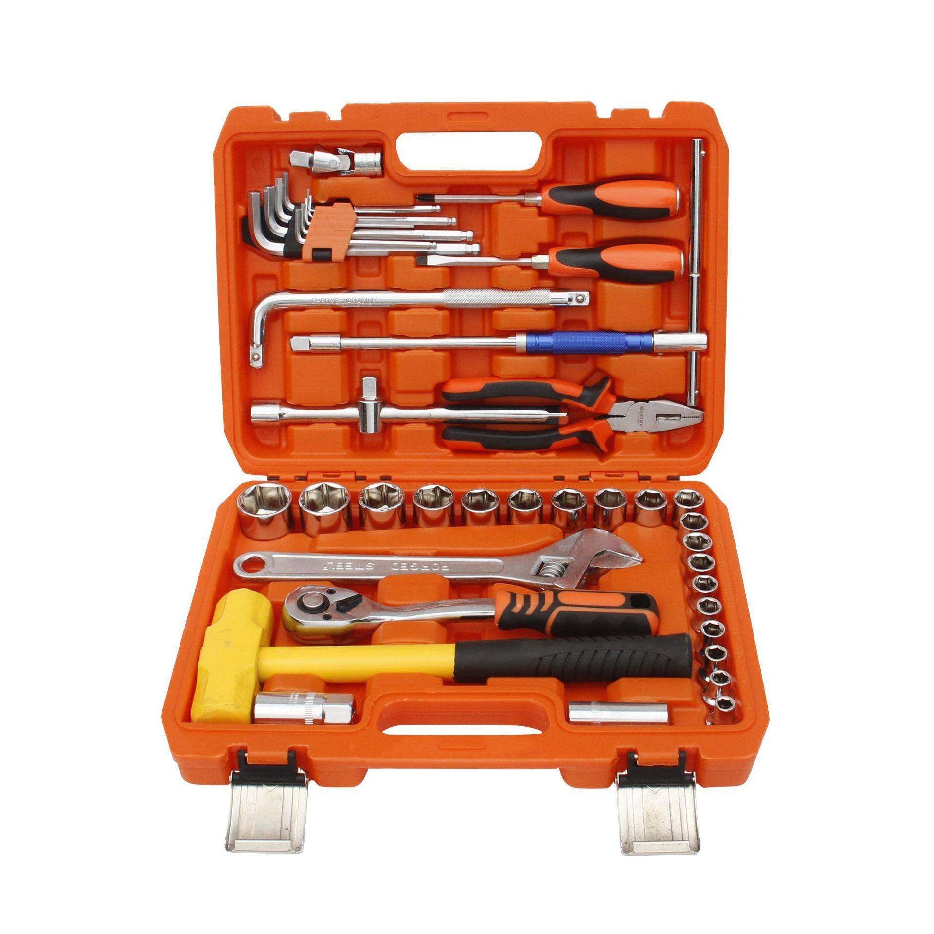 汽车套筒快速棘轮扳手工具套装修车小飞板手汽修42件套工具箱