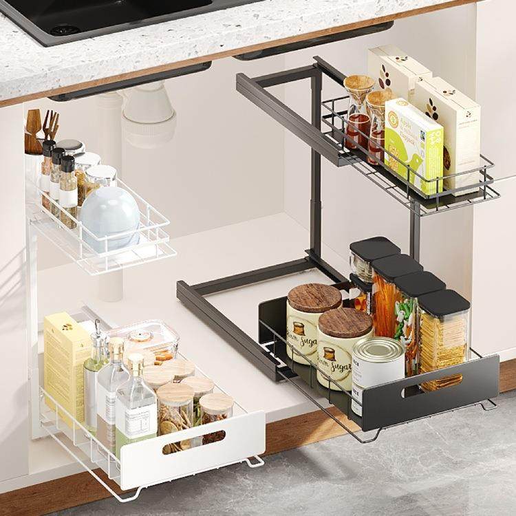 双层可伸缩收纳架厨房调料置物架家用多功能水槽下橱柜抽拉收纳架,家装灯饰光源,其它灯具灯饰,淘宝优惠券,粉丝福利购,淘宝优惠卷