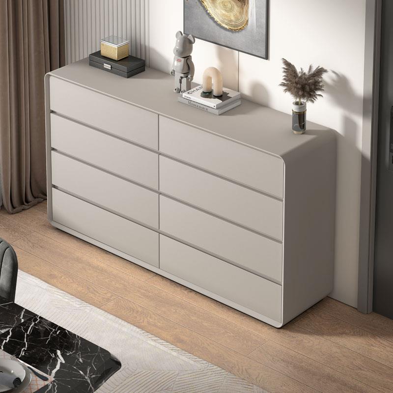 奶油风斗柜简约现代实木八斗柜家用客厅抽屉五斗柜卧室皮质储