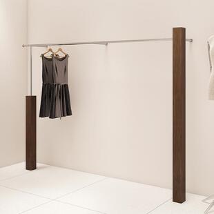 服装店展示架不锈钢木上墙式挂衣架实木女装店展示架童装男装货架
