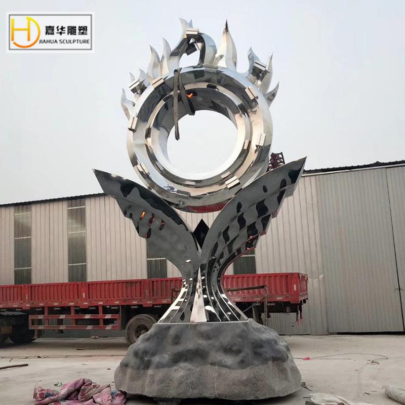 城市户外景观不锈钢雕塑广场园林抽象设计玻璃钢制作装饰摆件
