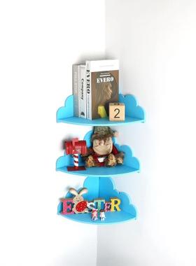 木制波浪形浮动架子可爱创意墙面置物架少女儿童房墙上悬挂装饰