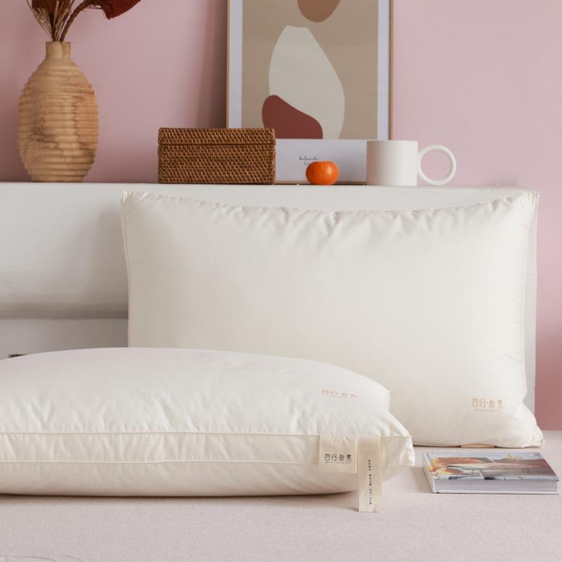 全棉加厚磨毛柔软蓬松枕头纯棉白色护颈单人枕芯成人枕头48*74cm