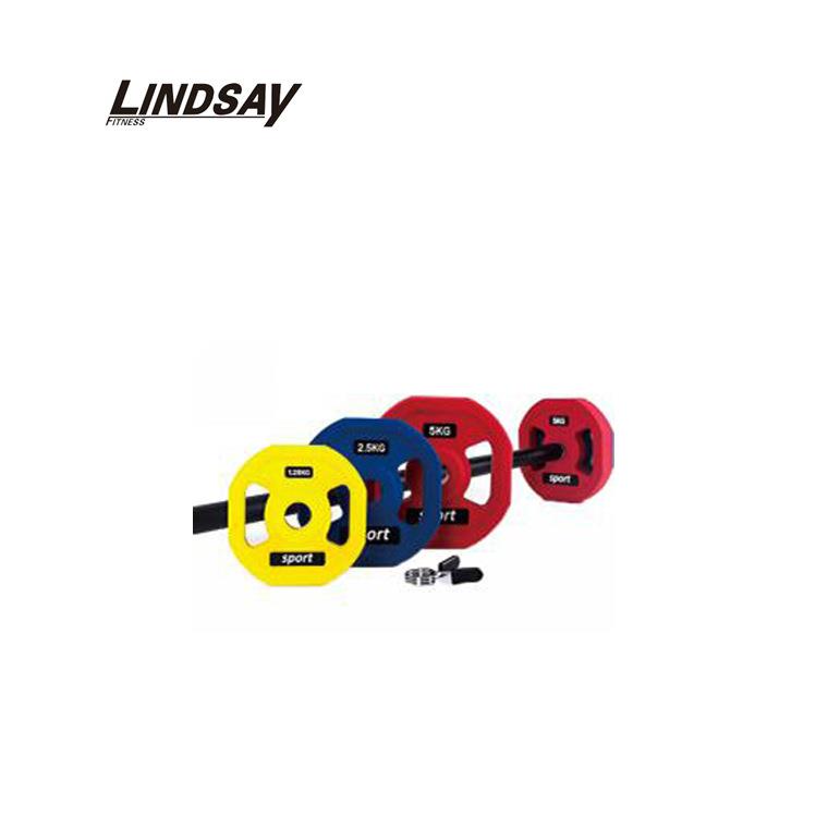 跳操杠铃套装男女士家用健身深蹲直杆举重器材健身房彩色手抓铃片