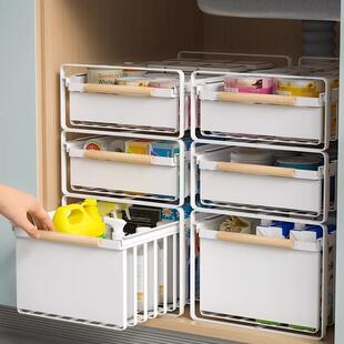 橱柜拉篮抽屉式窄缝调料收纳盒储物筐滑轨厨房深柜内抽拉式置物架