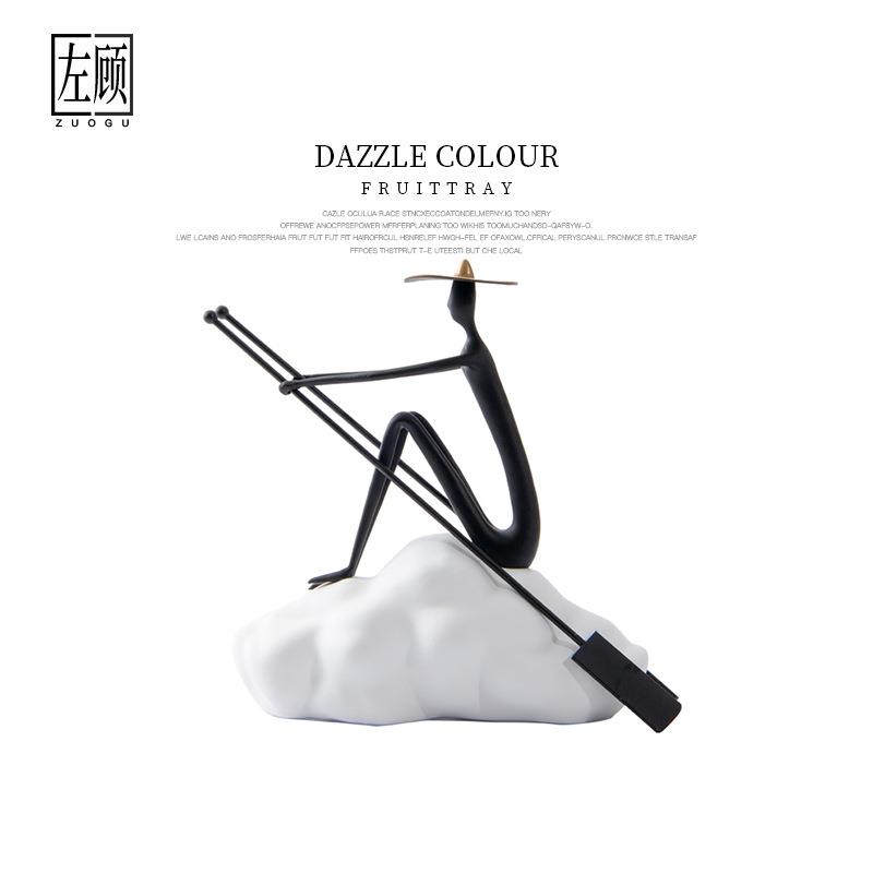 左顾现代简约抽象黑白人物雕塑艺术品橱窗家居软装饰品桌面摆件