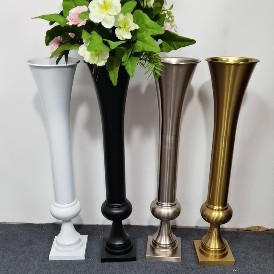 婚庆道具欧式铁艺金色落地喇叭路引花器客厅餐桌装饰花瓶摆件