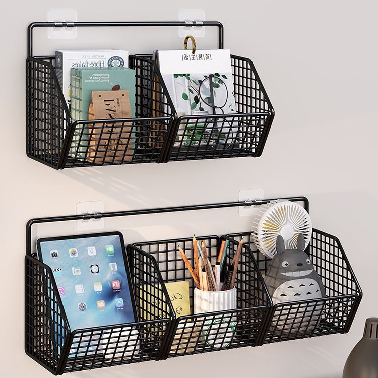 免打孔墙上置物架学生宿舍收纳神器壁挂式墙面挂篮床边储物架子