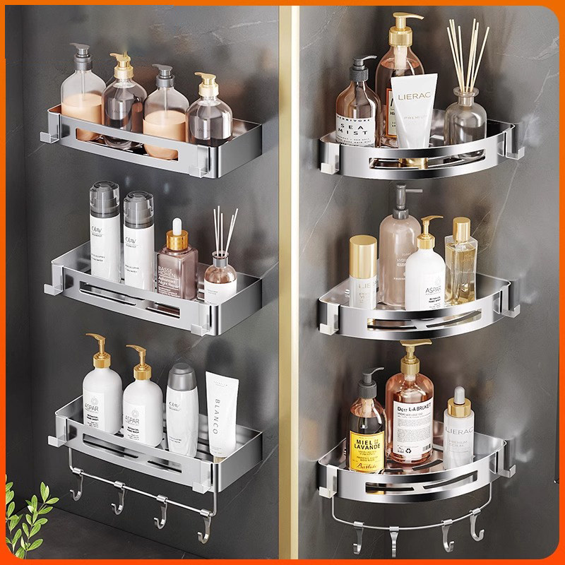 浴室置物架d304不锈钢免打孔卫生间墙上转角收纳架壁挂式三角篮架