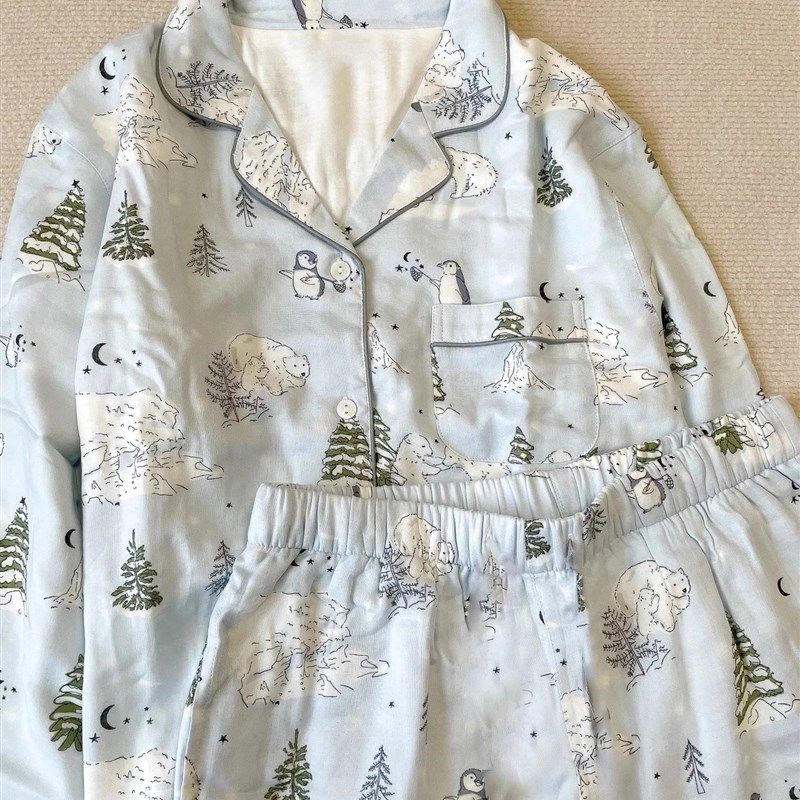 可爱卡通印花f长袖少女睡衣春秋季2024新款开衫长裤家居服休闲套